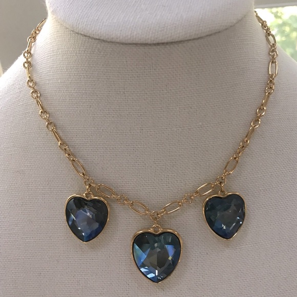 NWT Ann Taylor Jeweled Heart Statement Necklace - Picture 1 of 4